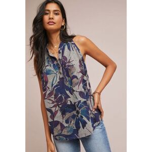Anthropologie t.la Maeve Floral Halter Top Tank Sleeveless Blouse Purple Medium